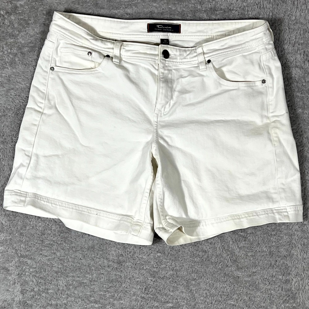 Tommy Bahama Denim Shorts Womens 14 White Cotton Stretch Flat Front Summer Wear